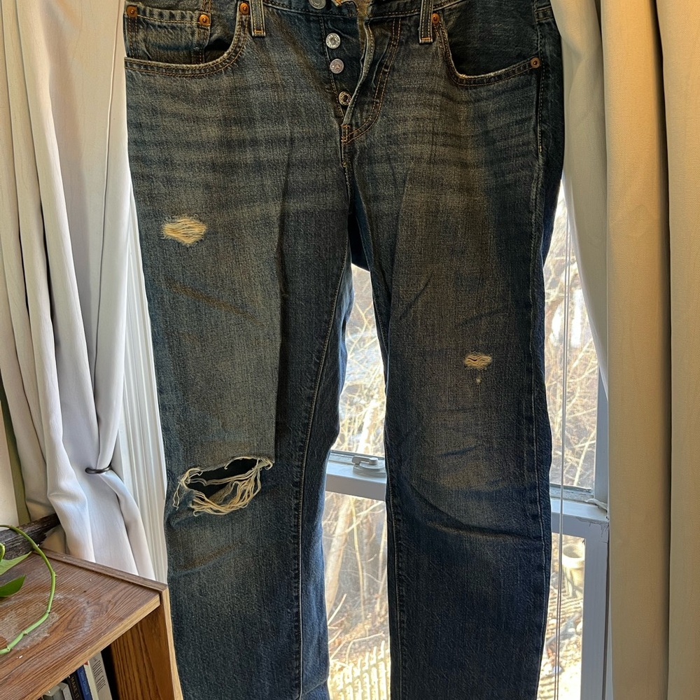 Levi's Blue Boyfriend Distressed Jeans